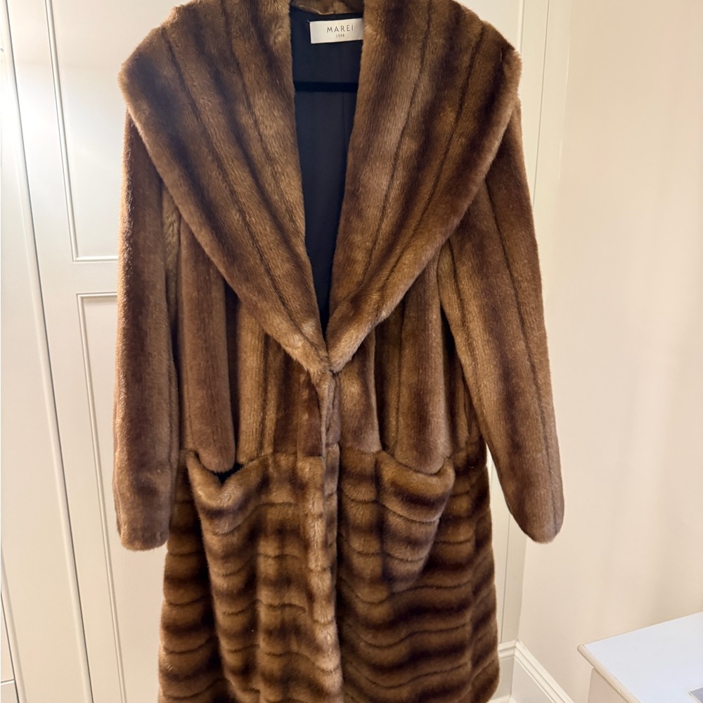 MAREI 1998 deutzia brown stripes faux fur relaxed coat